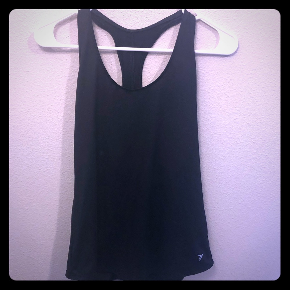 Black racer back activewear tank top